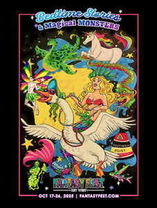 Official 2025 Fantasy Fest Poster by Connie Zemcik "Bedtime Stories & Magical Monsters"