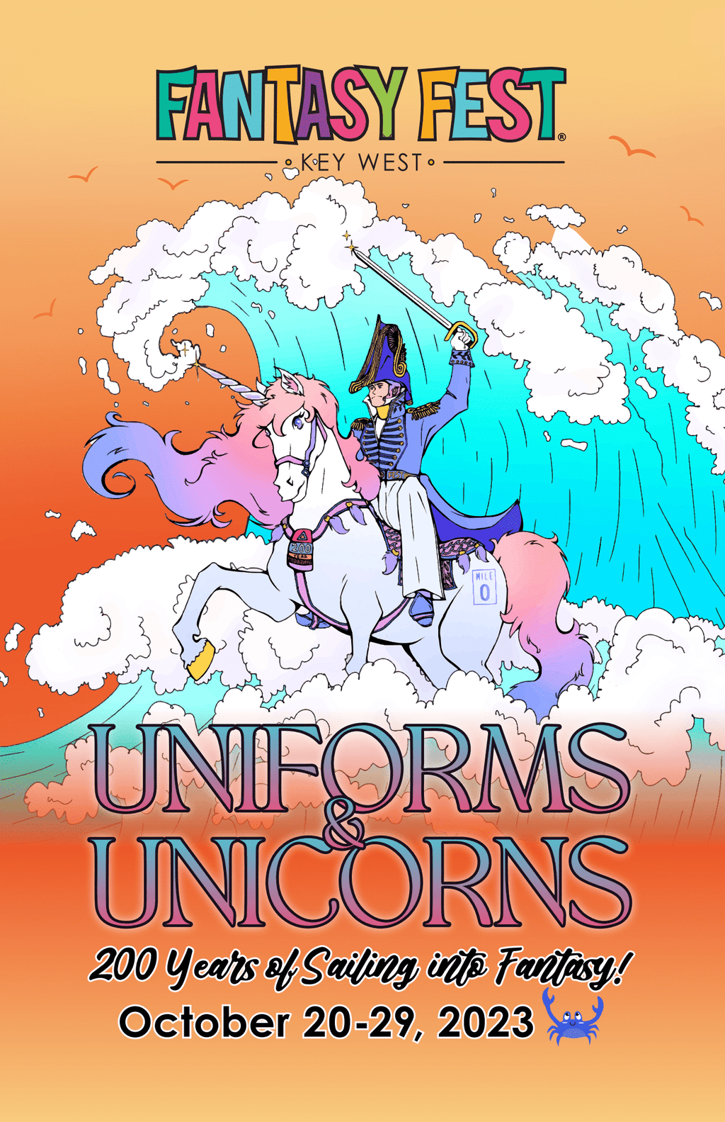 11x17 Small 2023 Fantasy Fest Poster Contest Winner Nyssa Jordan Uniforms and Unicorns