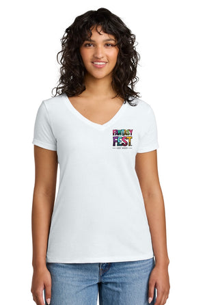 Ladies V-Neck Fantasy Fest® Zany Kwerky White