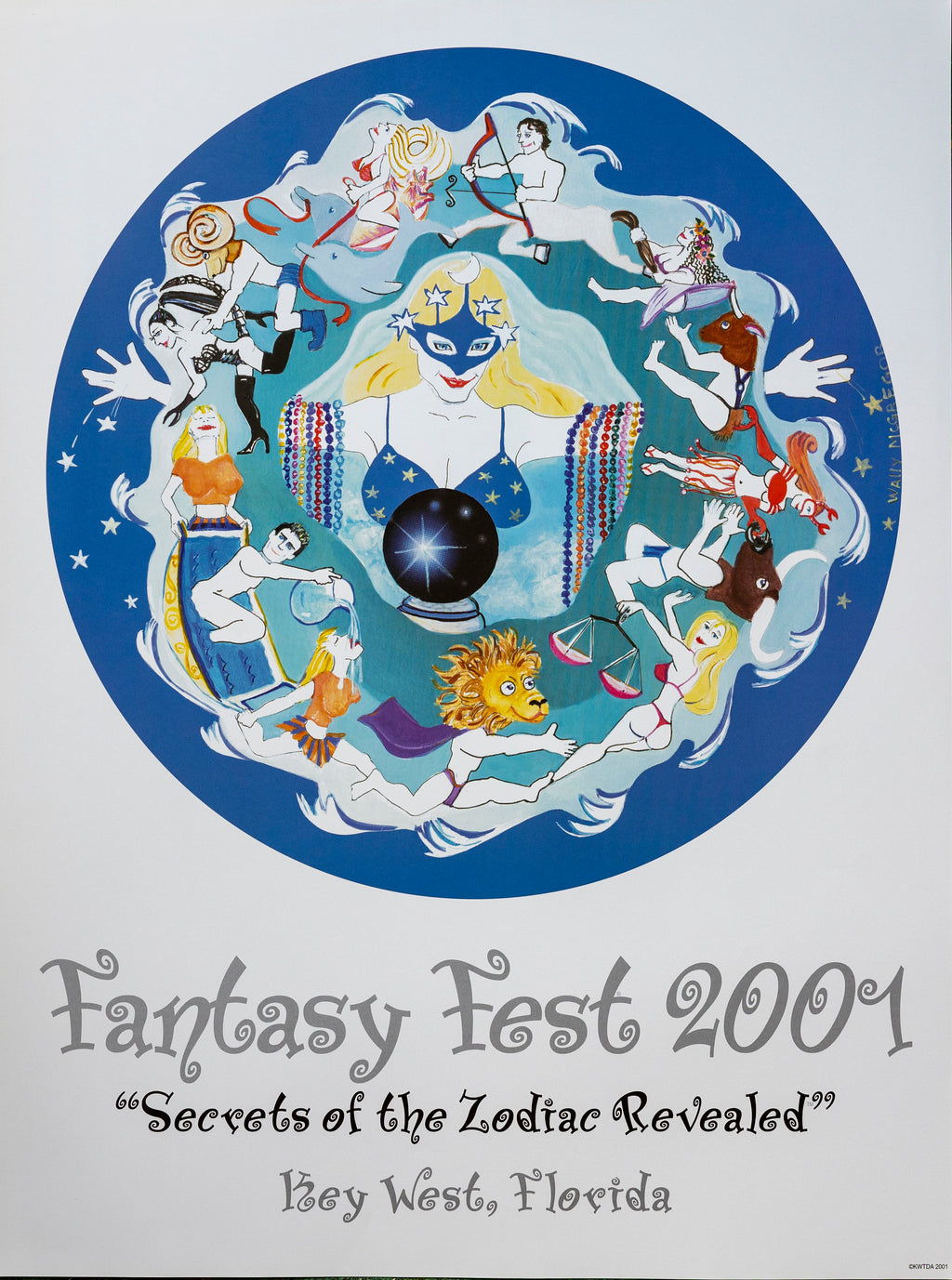Official 2001 Fantasy Fest Poster Secrets of the Zodiac Revealed by Wally McGregor