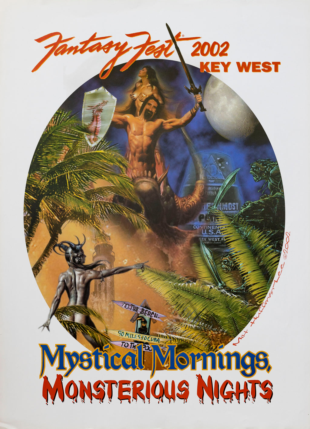 Official 2002 Fantasy Fest Poster Mystical Mornings Monsterious Nights by Milt Huffman-Lee