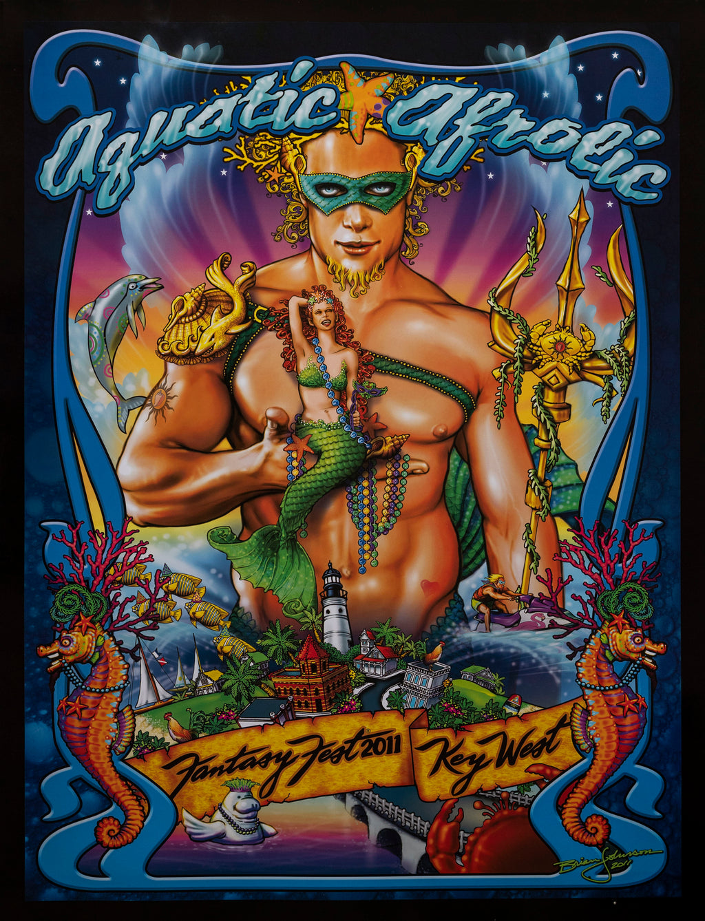 Official 2011 Fantasy Fest Poster Aquatic Afrolic by Brian Johnson