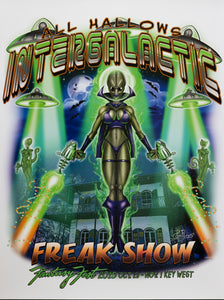Official 2015 Fantasy Fest Poster All Hallows Intergalactic Freak Show by Rey Flores