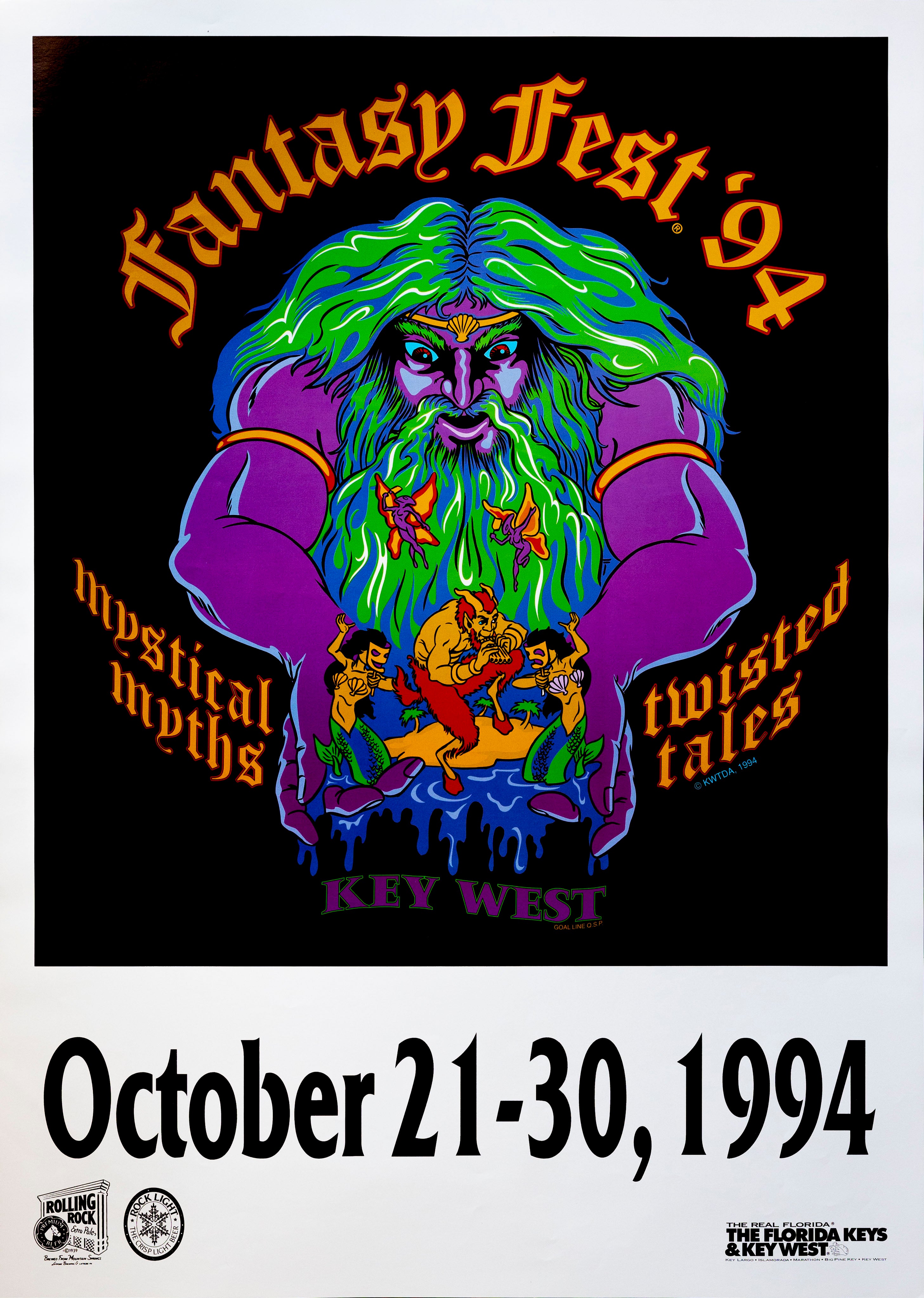 Official 1994(B) Fantasy Fest Poster Mystical Myths and Twisted Tales by Goal Line